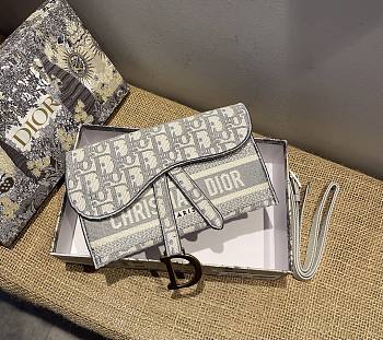 Dior | Saddle slim Gray pouch - S5647C - 21 x 13.5 x 3 cm