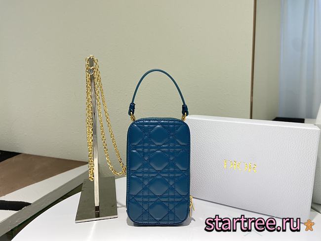 Dior | Lady Dior Blue phone holder - S0872O - 18 x 10.5 x 2.5 cm - 1