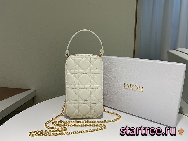 Dior | Lady Dior White phone holder - S0872O - 18 x 10.5 x 2.5 cm - 1