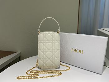 Dior | Lady Dior White phone holder - S0872O - 18 x 10.5 x 2.5 cm