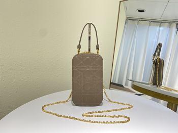 Dior | Lady Dior Warm Taupe phone holder - S0872O - 18 x 10.5 x 2.5 cm