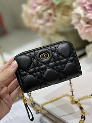 DIOR | Mini Black CARO Zipped Pouch - S5087W - 12 x 8.5 cm - 1