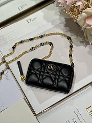 DIOR | Mini Black CARO Zipped Pouch - S5087W - 12 x 8.5 cm - 5