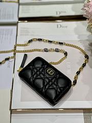 DIOR | Mini Black CARO Zipped Pouch - S5087W - 12 x 8.5 cm - 4