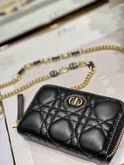 DIOR | Mini Black CARO Zipped Pouch - S5087W - 12 x 8.5 cm - 6