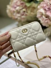 DIOR | Mini White CARO Zipped Pouch - S5087W - 12 x 8.5 cm - 1