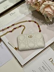 DIOR | Mini White CARO Zipped Pouch - S5087W - 12 x 8.5 cm - 5