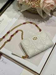 DIOR | Mini White CARO Zipped Pouch - S5087W - 12 x 8.5 cm - 3