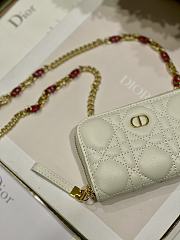 DIOR | Mini White CARO Zipped Pouch - S5087W - 12 x 8.5 cm - 2