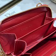 DIOR | Mini Red CARO Zipped Pouch - S5087W - 12 x 8.5 cm - 2