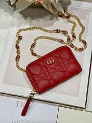 DIOR | Mini Red CARO Zipped Pouch - S5087W - 12 x 8.5 cm - 4