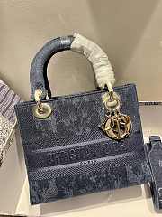 DIOR | Medium Lady D-Lite Bag Blue Denim - M0565O - 24 x 20 x 11 cm - 6