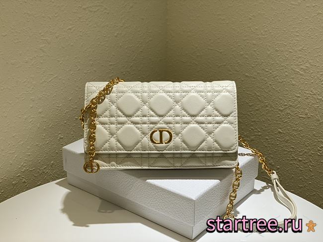 DIOR | Caro White belt pouch with chain -  S5091U - 20 x 11.5 x 3.5 cm - 1