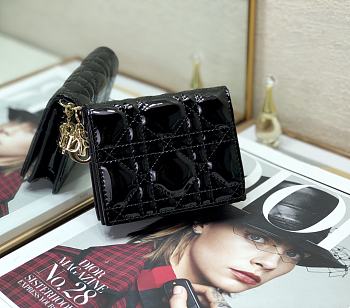 DIOR | Mini Black Patent Wallet - S0178O - 11x9cm