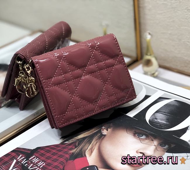 DIOR | Mini Bordeaux Patent Wallet - S0178O - 11x9cm - 1