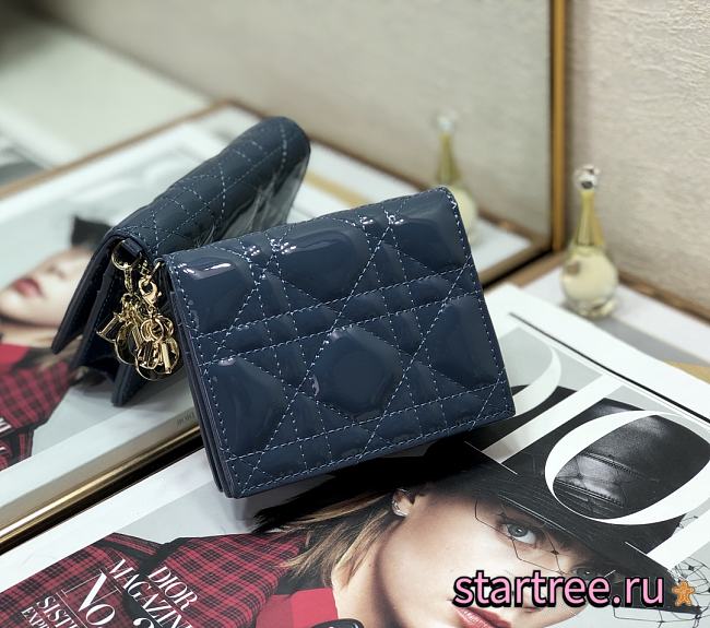 DIOR | Mini Indigo Blue Patent Wallet - S0178O - 11x9cm - 1