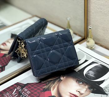 DIOR | Mini Indigo Blue Patent Wallet - S0178O - 11x9cm