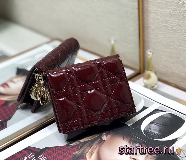 DIOR | Mini Red Wine Patent Wallet - S0178O - 11x9cm - 1