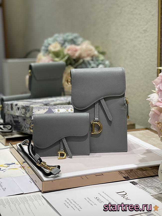 DIOR | Saddle Multifunction Pouch Grey - S5667C - 18.5x12x7.5cm - 1