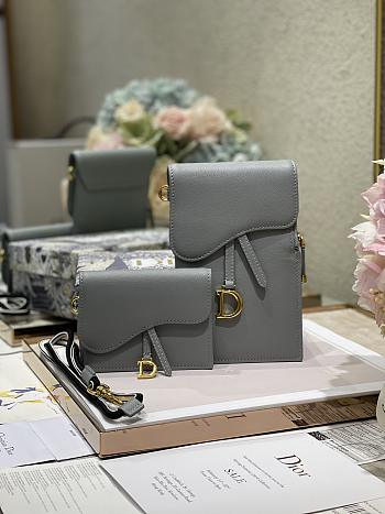 DIOR | Saddle Multifunction Pouch Grey - S5667C - 18.5x12x7.5cm