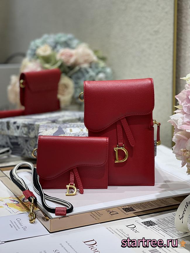 DIOR | Saddle Multifunction Pouch Red - S5667C - 18.5x12x7.5cm - 1