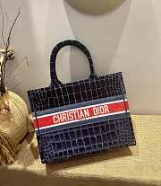  DIOR | Book tote Blue Crocodile-Effect Velvet - M1287 - 36 cm - 1