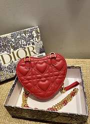 DIOR | CARO Heart Red Chain Bag - S5097 - 11 x 10 x 1.5 cm - 5