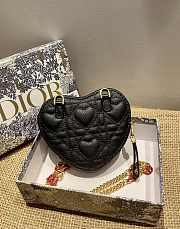 DIOR | CARO Heart Black Chain Bag - S5097 - 11 x 10 x 1.5 cm - 2