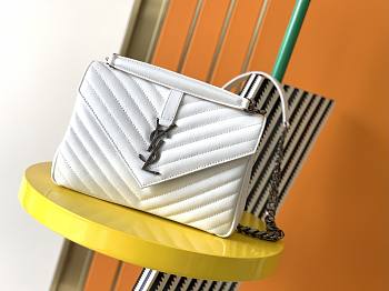 YSL | Collège Medium White Silver - 428056 - 24x17x6.5cm