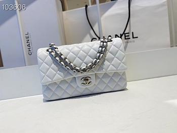 CHANEL | Classic Flap Chain Bag White Silver - A01112 - 25cm