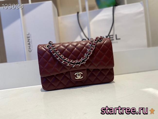CHANEL | Classic Flap Chain Bag Red Wine Silver - A01112 - 25cm - 1