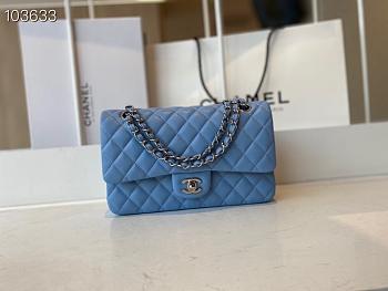 CHANEL | Classic Flap Chain Bag Cloud Blue Silver - A01112 - 25cm