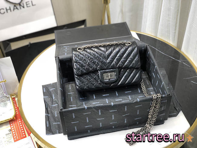 Chanel | Mini 2.55 Black Aged Calfskin Silver - AS0874 - 15.5 × 20 × 6 cm - 1
