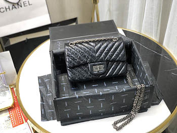 Chanel | Mini 2.55 Black Aged Calfskin Silver - AS0874 - 15.5 × 20 × 6 cm