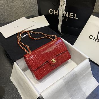 CHANEL | Alligator Classic Flap Bag Red - A01112 - 25.5cm