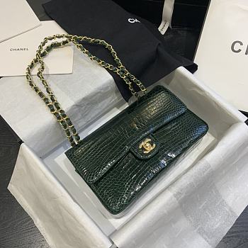 CHANEL | Alligator Classic Flap Bag Green - A01112 - 25.5cm