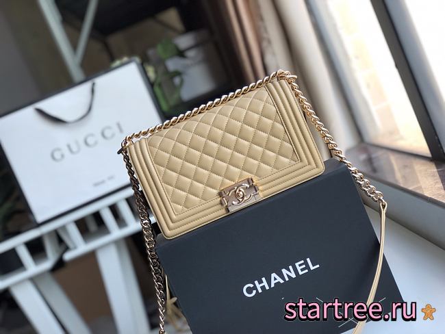 CHANEL | Boy Bag Beige Calfskin - A67086 - 25cm - 1