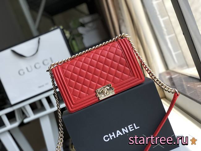 CHANEL | Boy Bag Red Calfskin - A67086 - 25cm - 1