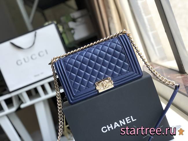 CHANEL | Boy Bag Dark Blue Calfskin - A67086 - 25cm - 1