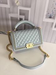 CHANEL | Light Blue Quilted Lambskin Top Handle - A67086 - 25cm - 1