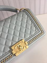 CHANEL | Light Blue Quilted Lambskin Top Handle - A67086 - 25cm - 4
