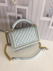 CHANEL | Light Blue Quilted Lambskin Top Handle - A67086 - 25cm - 3