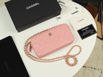 CHANEL | Small Pink Quilted Clutch With Chain - A82527 - 10×19×4cm