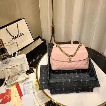 CHANEL | Lambskin Curved Flap Bag Pink - AS0416 - 24cm