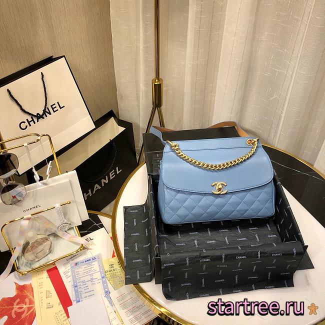 CHANEL | Lambskin Curved Flap Bag Blue - AS0416 - 24cm - 1