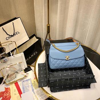 CHANEL | Lambskin Curved Flap Bag Blue - AS0416 - 24cm