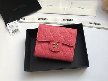 CHANEL | small Pink flap wallet in grain - A82288 - 10.5 x 11.5 x 3cm