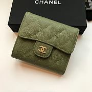 CHANEL | small grass green flap wallet in grain - A82288 - 10.5 x 11.5 x 3cm - 1