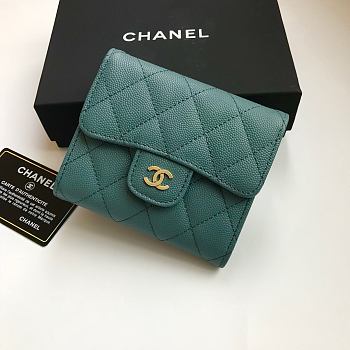 CHANEL | Dark green flap wallet in grain - A82288 - 10.5 x 11.5 x 3cm