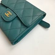 CHANEL | Dark green flap wallet in grain - A82288 - 10.5 x 11.5 x 3cm - 6